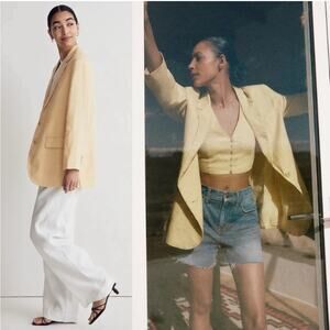 Madewell Linen Blazer Oversized Yellow Size Medium Preppy